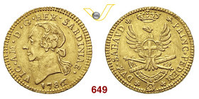 VITTORIO AMEDEO III (1773-1796) Mezza Doppia nuova 1786. Biaggi 845 MIR 984a Au g 4,53 BB÷SPL