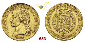 VITTORIO EMANUELE I (1802-1821) 20 Lire 1817 Torino. MIR 1028b Pag. 5 Varesi 4 Au g 6,40 Rara • Colpetto BB+