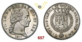 VITTORIO EMANUELE I (1802-1821) 5 Lire 1817 Torino. MIR 1030b Pag. 11 Ag g 25,02 • Di grande bellezza q.FDC