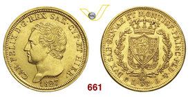 CARLO FELICE (1821-1831) 80 Lire 1827 Genova. MIR 1032g Pag. 29 Au BB÷SPL