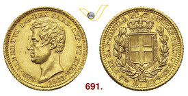 CARLO ALBERTO (1831-1849) 10 Lire 1833 Genova. MIR 1046a Pag. 211 Au g 3,25 Molto rara • Moneta dai rilievi eccellenti (SPL÷FDC), ma con difetto del t...