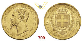 VITTORIO EMANUELE II, Re di Sardegna (1849-1861) 20 Lire 1859 Torino. MIR 1055u Pag. 355 Au g 6,46 SPL