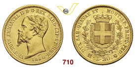 VITTORIO EMANUELE II, Re di Sardegna (1849-1861) 20 Lire 1860 Milano. MIR 1055w Pag. 357 Au g 6,41 Rara BB/SPL
