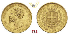VITTORIO EMANUELE II, Re di Sardegna (1849-1861) 20 Lire 1860 Torino. MIR 1055x Pag. 358 Au g 6,46 Non comune q.SPL