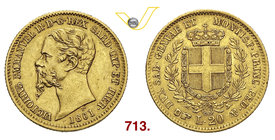 VITTORIO EMANUELE II, Re di Sardegna (1849-1861) 20 Lire 1861 Torino. MIR 1055y Pag. 359 Au g 6,43 BB÷SPL