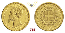 VITTORIO EMANUELE II, Re di Sardegna (1849-1861) 10 Lire 1860 Torino. MIR 1056j Pag. 369 Au Molto rara MB/BB
