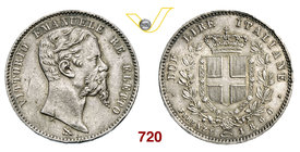 VITTORIO EMANUELE II, Re Eletto (1859-1861) 2 Lire 1860 Firenze. MIR 1065a Pag. 436 Ag g 9,99 Rara SPL/FDC