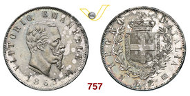 VITTORIO EMANUELE II (1861-1878) 2 Lire 1863 Napoli. MIR 1083c Pag. 506 Ag g 9,99 FDC