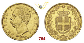 UMBERTO I (1878-1900) 100 Lire 1883 Roma. Pag. 569 MIR 1096c Au g 32,27 Rara BB+