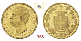 UMBERTO I (1878-1900) 100 Lire 1883 Roma. Pag. 569 MIR 1096c Au g 32,29 Rara q.SPL