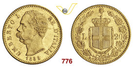 UMBERTO I (1878-1900) 20 Lire 1889 Roma. Pag. 584 MIR 1098n Au g 6,45 Rara SPL÷FDC
