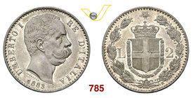 UMBERTO I (1878-1900) 2 Lire 1883 Roma. Pag. 593 Ag g 10,00 SPL÷FDC