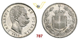 UMBERTO I (1878-1900) 2 Lire 1887 Roma. Pag. 597 Ag g 9,96 SPL/FDC