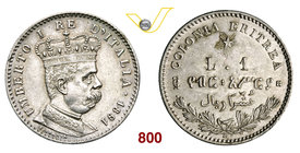 UMBERTO I - monetazione per l’Eritrea (1878-1900) Lira 1891 Roma. Pag. 635 MIR 1112b Ag g 4,95 Non comune • Due colpetti SPL