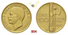 VITTORIO EMANUELE III (1900-1946) 100 Lire 1923 Roma “fascio”. Pag. 644 MIR 1116a Au g 32,25 • Moneta dagli ottimi rilievi (q.SPL) ma ripatinata