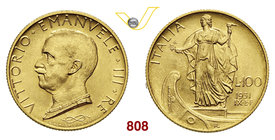 VITTORIO EMANUELE III (1900-1946) 100 Lire 1931 IX Roma. Pag. 646 MIR 1118a Au g 8,8 q.FDC