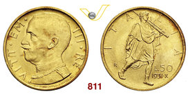 VITTORIO EMANUELE III (1900-1946) 50 Lire 1931 X Roma. Pag. 658 MIR 1123b Au g 4,41 Rara FDC