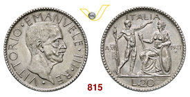 VITTORIO EMANUELE III (1900-1946) 20 Lire 1927 VI Roma “littore”. Pag. 672 MIR 1128b Ag g 15,03 • Bella patina FDC
