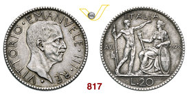 VITTORIO EMANUELE III (1900-1946) 20 Lire 1928 VI Roma “littore”. Pag. 673 MIR 1128c Ag g 14,93 SPL