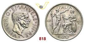 VITTORIO EMANUELE III (1900-1946) 20 Lire 1928 VI Roma “littore”. Pag. 673 MIR 1128c Ag g 15,00 q.SPL
