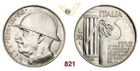 VITTORIO EMANUELE III (1900-1946) 20 Lire 1928 VI Roma “elmetto”. Pag. 680 MIR 1129a Ag g 20,04 SPL÷FDC