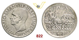 VITTORIO EMANUELE III (1900-1946) 20 Lire 1936 XIV Roma “impero o quadriga”. Pag. 681 MIR 1130a Ag g 20,08 Rara • Rigatura di I tipo SPL