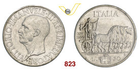 VITTORIO EMANUELE III (1900-1946) 20 Lire 1936 XIV Roma “impero o quadriga”. Pag. 681 MIR 1130a Ag Rara • Sigillata q.FDC da Angelo Bazzoni