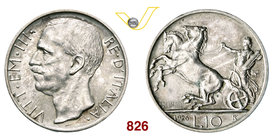 VITTORIO EMANUELE III (1900-1946) 10 Lire 1926 Roma. Pag. 691 MIR 1132a Ag g 9,99 Rara SPL