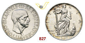 VITTORIO EMANUELE III (1900-1946) 10 Lire 1937 XV Roma. Pag. 701 MIR 1133b Ag g 9,98 Rarissima SPL÷FDC