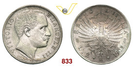 VITTORIO EMANUELE III (1900-1946) 2 Lire 1902 Roma. Pag. 726 MIR 1139b Ag g 9,94 Rara BB+