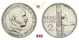 VITTORIO EMANUELE III (1900-1946) Buono da 2 Lire 1931 Roma. Pag. 749 MIR 1143i Ni g 10,04 Rarissima • Hairlines SPL÷FDC