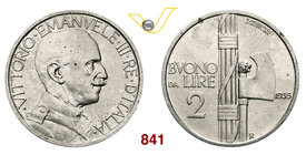 VITTORIO EMANUELE III (1900-1946) Buono da 2 Lire 1935 Roma. Pag. 753 MIR 1143m Ni Rarissima • Alcuni punti di ossidazione q.FDC