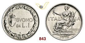 VITTORIO EMANUELE III (1900-1946) Buono da 1 Lira 1926 Roma. Pag. 779 MIR 1148e Ni g 7,98 Rara q.FDC