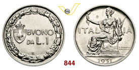 VITTORIO EMANUELE III (1900-1946) Buono da 1 Lira 1931 Roma. Pag. 784 MIR 1148i Ni g 8,00 Rarissima • Hairlines q.FDC