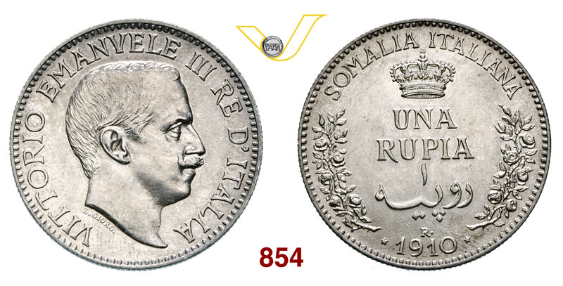 VITTORIO EMANUELE III - monetazione per la Somalia (1900-1946) Rupia 1910 Roma. ...