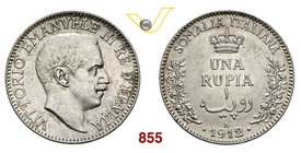 VITTORIO EMANUELE III - monetazione per la Somalia (1900-1946) Rupia 1912 Roma. Pag. 959 MIR 1175b Ag g 11,63 SPL