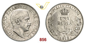 VITTORIO EMANUELE III - monetazione per la Somalia (1900-1946) Rupia 1912 Roma. Pag. 959 MIR 1175b Ag g 11,68 SPL