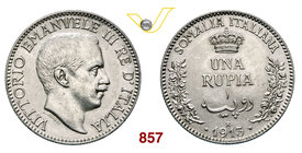 VITTORIO EMANUELE III - monetazione per la Somalia (1900-1946) Rupia 1913 Roma. Pag. 960 MIR 1175c Ag g 11,66 q.FDC