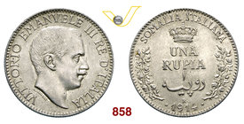 VITTORIO EMANUELE III - monetazione per la Somalia (1900-1946) Rupia 1914 Roma. Pag. 961 MIR 1175d Ag g 11,69 SPL÷FDC