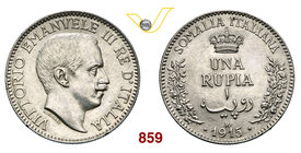 VITTORIO EMANUELE III - monetazione per la Somalia (1900-1946) Rupia 1915 Roma. Pag. 962 MIR 1175e Ag g 11,65 più di SPL