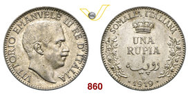VITTORIO EMANUELE III - monetazione per la Somalia (1900-1946) Rupia 1919 Roma. Pag. 963 MIR 1175f Ag g 11,62 SPL