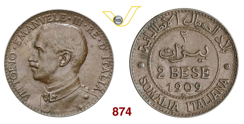 VITTORIO EMANUELE III - monetazione per la Somalia (1900-1946) 2 Bese 1909 Roma....