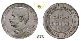 VITTORIO EMANUELE III - monetazione per la Somalia (1900-1946) 2 Bese 1913 Roma. Pag. 981 MIR 1179c Cu g 5,02 Rara SPL
