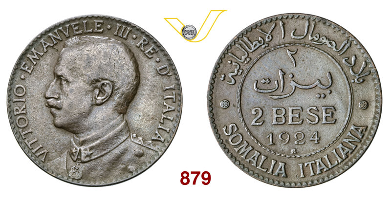 VITTORIO EMANUELE III - monetazione per la Somalia (1900-1946) 2 Bese 1924 Roma....