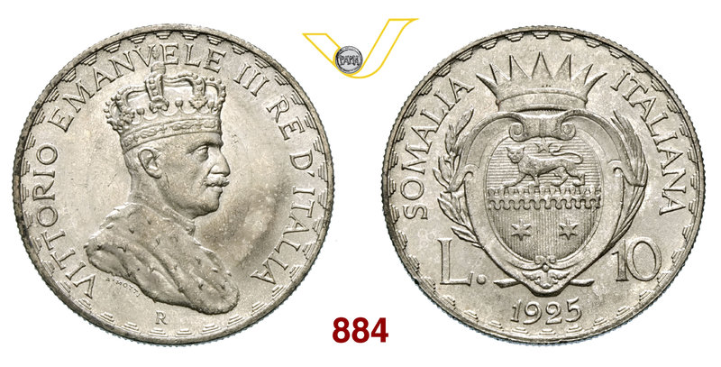 VITTORIO EMANUELE III - monetazione per la Somalia (1900-1946) 10 e 5 Lire 1925 ...