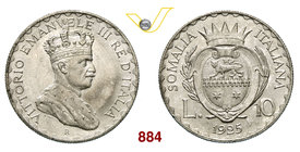 VITTORIO EMANUELE III - monetazione per la Somalia (1900-1946) 10 e 5 Lire 1925 Roma. Pag. 989 e 990 Ag (2 es.) SPL÷FDC