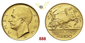 ALBANIA ZOG I (1925-1939) 100 Franga Ari 1927, Roma "Prova". Au g 32,25 Rarissima SPL