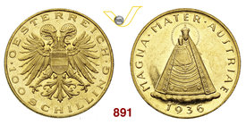 AUSTRIA REPUBBLICA (1918-.....) 100 Scellini 1936 Maria Zell. Kr. 2857 Au g 23,54 • Fondi speculari q.FDC/SPL