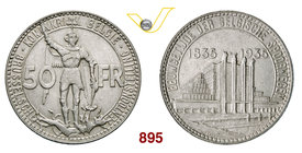 BELGIO 50 Franchi 1935. Kr. 107.2 Ag g 22,00 SPL