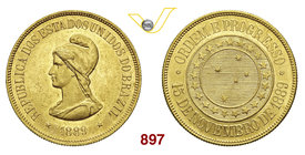 BRASILE (1889) 2000 Reis 1889. Kr. 497 Au g 17,94 SPL